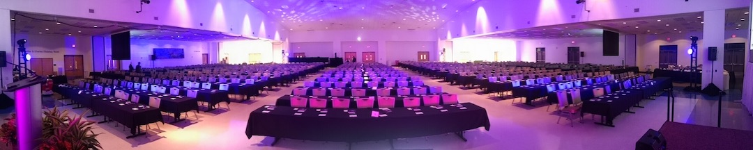 Trinkle Conference Center set up with empty chairs