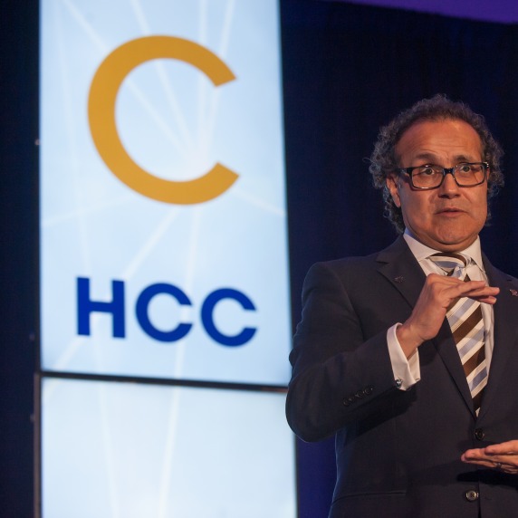 BBCB speaker Hinojosa on stage at the BBCB summit.