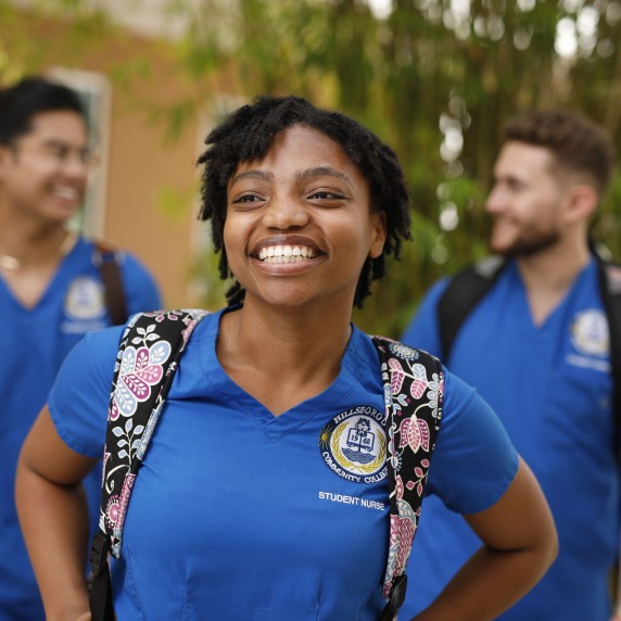 Black female nursing student smiling. 
