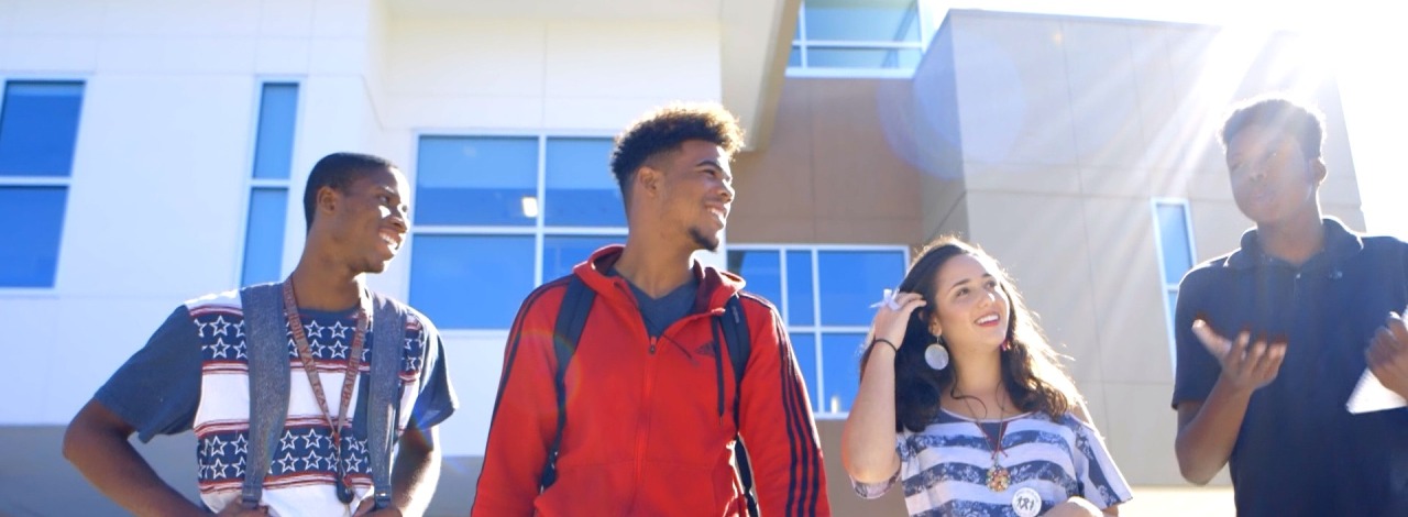 candid shot of students on the SouthShore campus